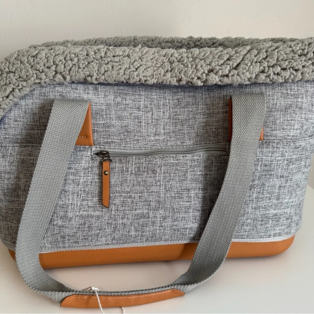 Stylish Gray and Tan Pet Tote Bag